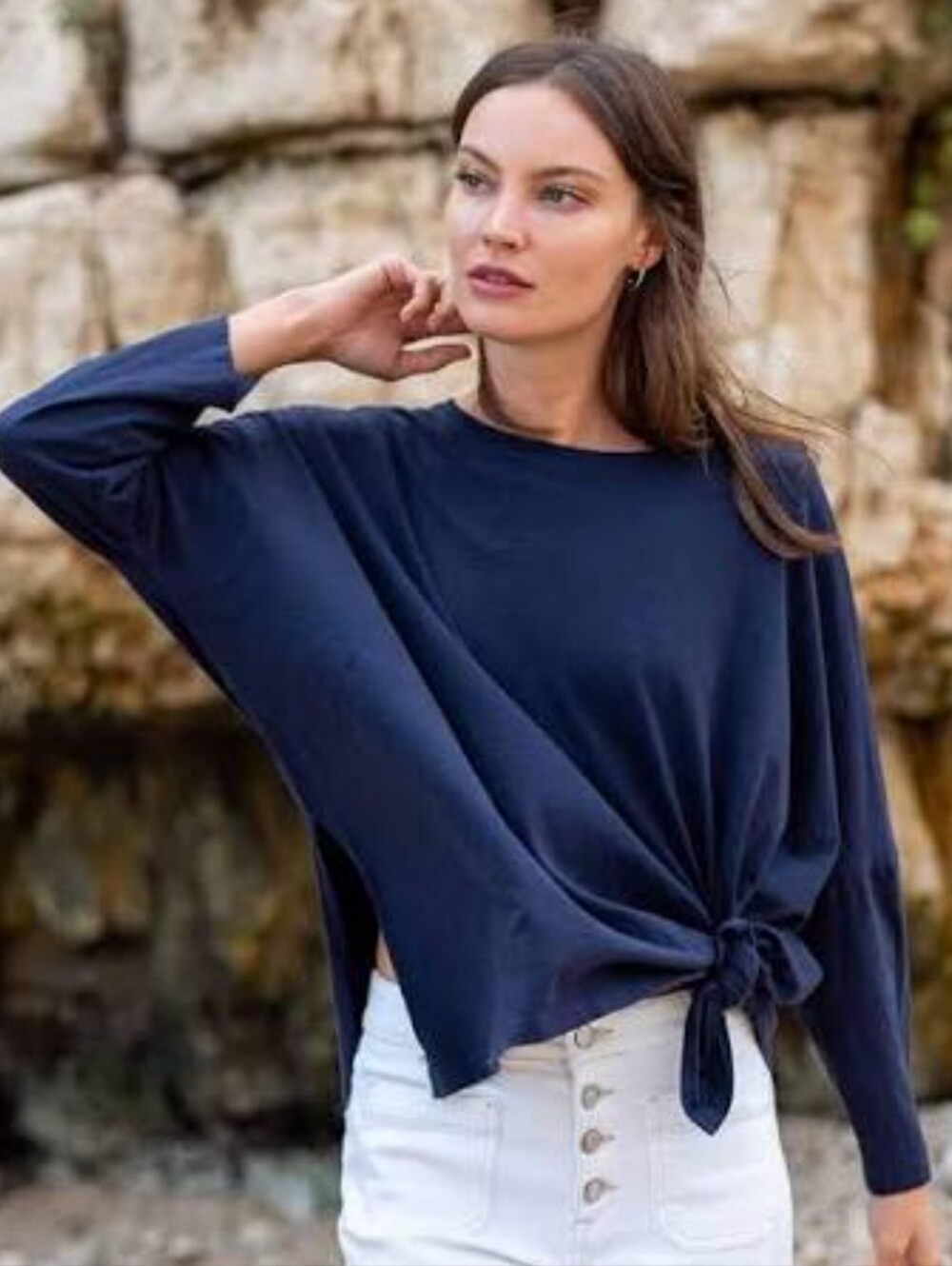 Mersea Catalina Slub Blue Gray Women's Top - Classic Boatneck One Sz Minimalist